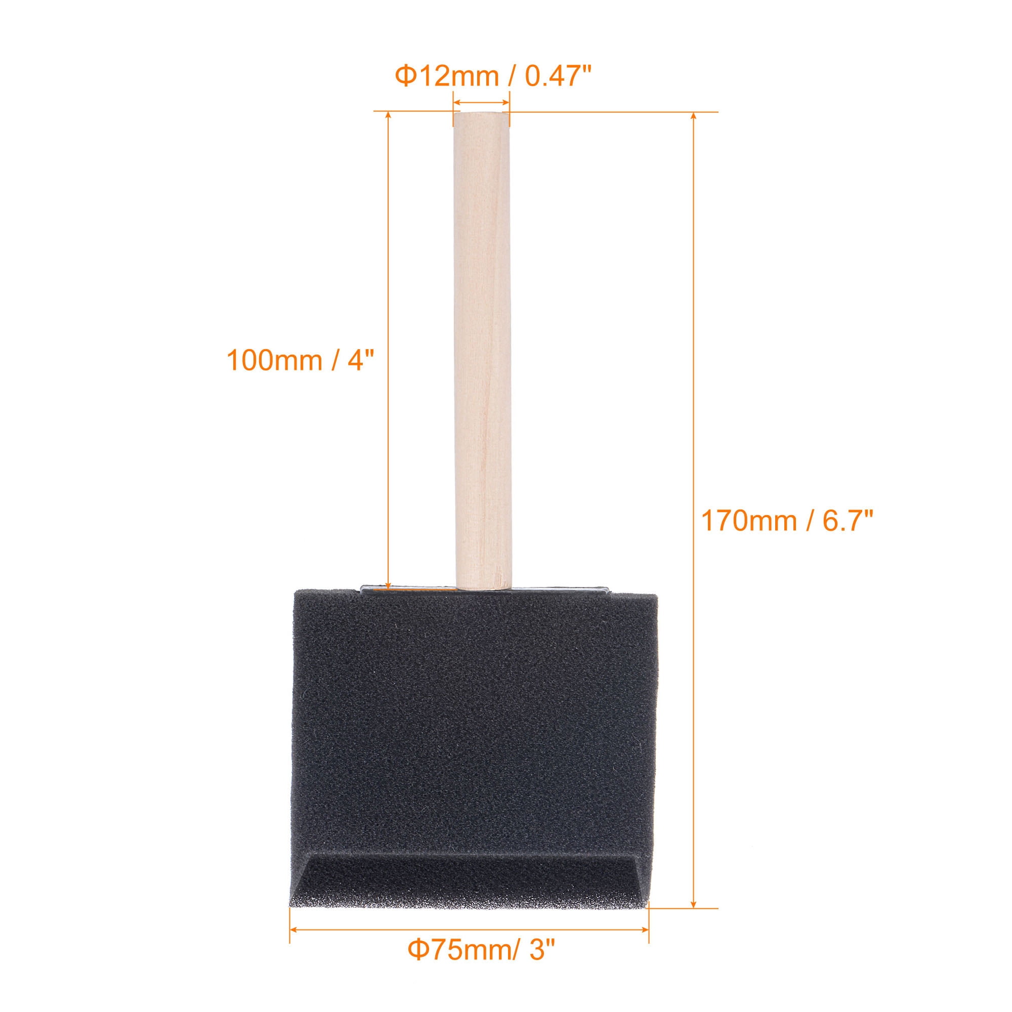 Uxcell 4 inch Foam Paint Brushes with Wood Handle 12 Pack
