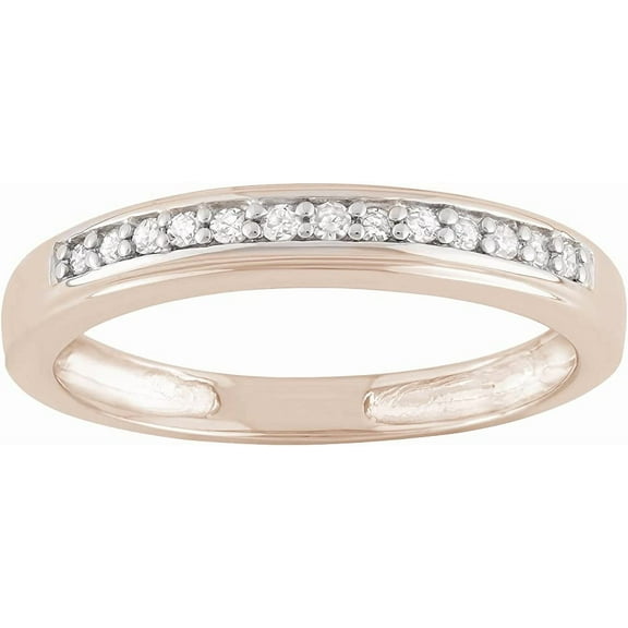 MyDiamondBox 1/10 Carat Total Weight (cttw) Sterling Silver Wedding Band with White Diamonds - Rose Gold Bridal Ring for Women (Ring Size: 5)