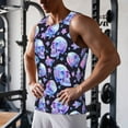 thumbnail image 5 of Gukieu blue Skull flower Print Men's Quick Dry Fitness Vest, Round Neck Sleeveless Fitness Bodybuilding Top-4X-Large, 5 of 7