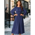 thumbnail image 3 of DARING DIVA Cocktail Lantern A-Line Chiffon Dress S Dark Blue, 3 of 6