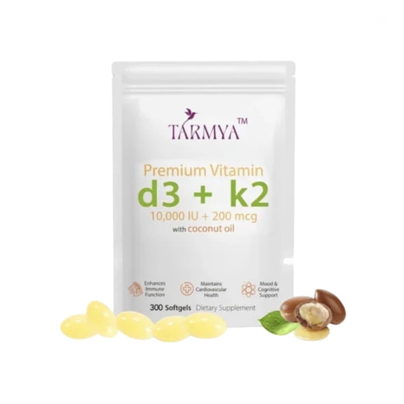 Tarmya Vitamin D3 & K2 Softgels, 300 Count, Supports Immune and Bone Health