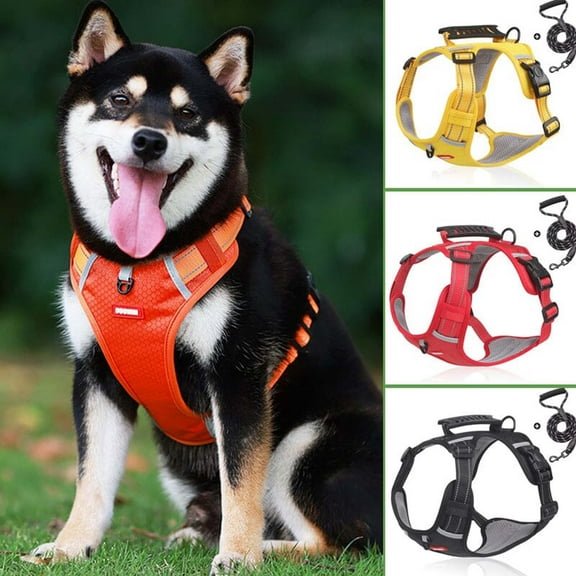 kladzum Dog Harnesses and Leash Set, Pet Dog Chest Belt, Reflective Large Dog Chest Belt Dog Leash, Breathable Dog Vests Harness
