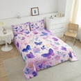 thumbnail image 3 of Purple Butterfly Bedding Comforter Sets 7pcs Chic Animals Bed in a Bag, Pink Blue Floral Full Bedding Sets Botanical Leaves Comforter Set, Watercolor Flower Bedding Sets & Collections, 3 of 6