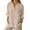 Khaki, variant on Womens Linen Shirt Long Sleeve Button Down with Pocket Casual Collared Business Lapel Black L