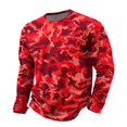 thumbnail image 6 of LNZGNM T-shirts for Men Long Sleeve Crew Neck Camo Comfortable Soft with Easy Care Tee Vacation Leisure Everyday,Red(XL), 6 of 8