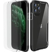 ORETECH Designed for iPhone 11 Pro Case, Designed for iPhone 11 Pro Clear Case with 2 x Tempered Glass Screen Protector&Camera Lens Protector for iPhone 11 Pro Cover Case for iPhone 11 Pro Case-Black