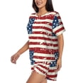 thumbnail image 2 of Fotbe Vintage American Flag Print Pajama Set for Women 2 Piece Loungewear Short Sleeve Tops and Shorts Set Soft Sleepwear-4X-Large, 2 of 7