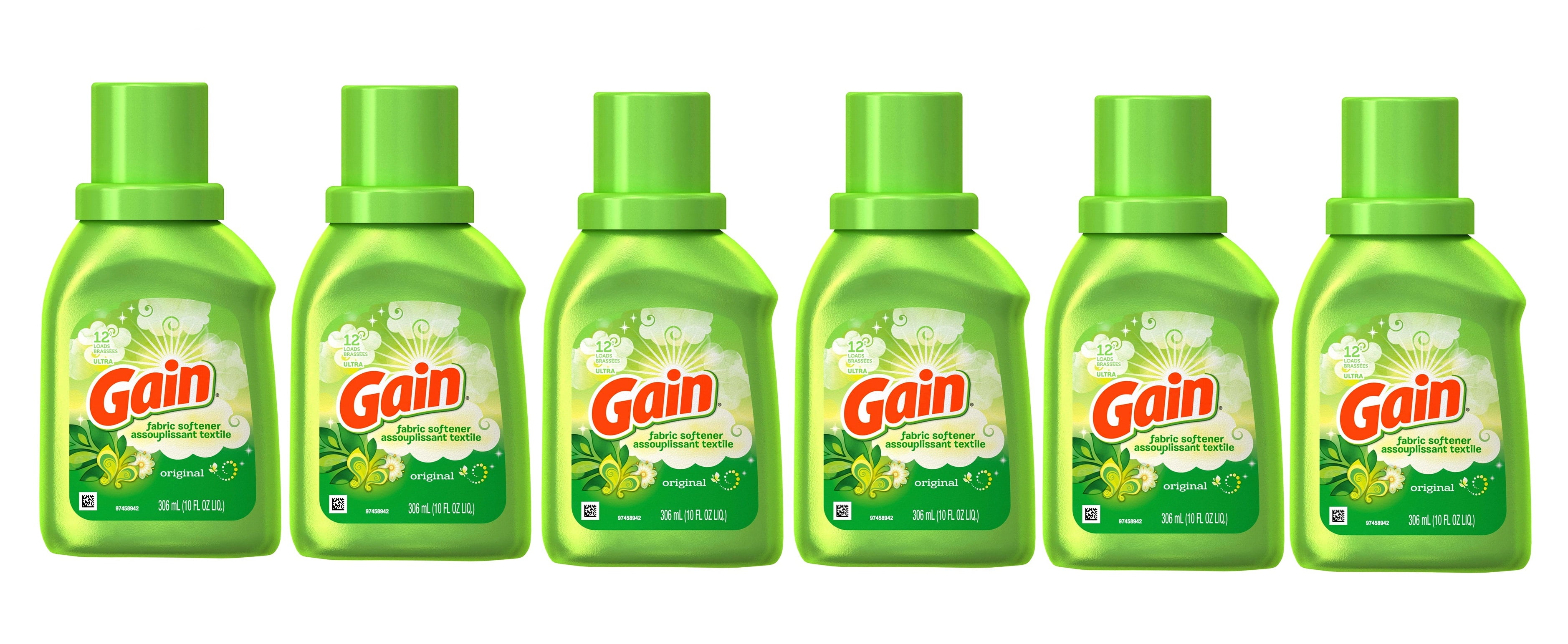 Gain Liquid Fabric Softener, Original Scent, 10 Fluid Ounces, 6 Pack