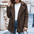thumbnail image 6 of JULMCOMO Sherpa Fleece Jackets for Women Plus Size Lapel Collar Button Soft Fuzzy Teddy Coats Casual Warm Winter Outerwear with Pockets Coffee 3XL, 6 of 7