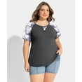 thumbnail image 3 of CASSIE LIZ Womens Plus Size Tops 2X Summer Tie Dye Shirts Gray Crew Neck Fashion Short Sleeve Tee Loose Fit Raglan Tunics Spring Blouses Casual Pullovers 2XL 18W 20W, 3 of 5