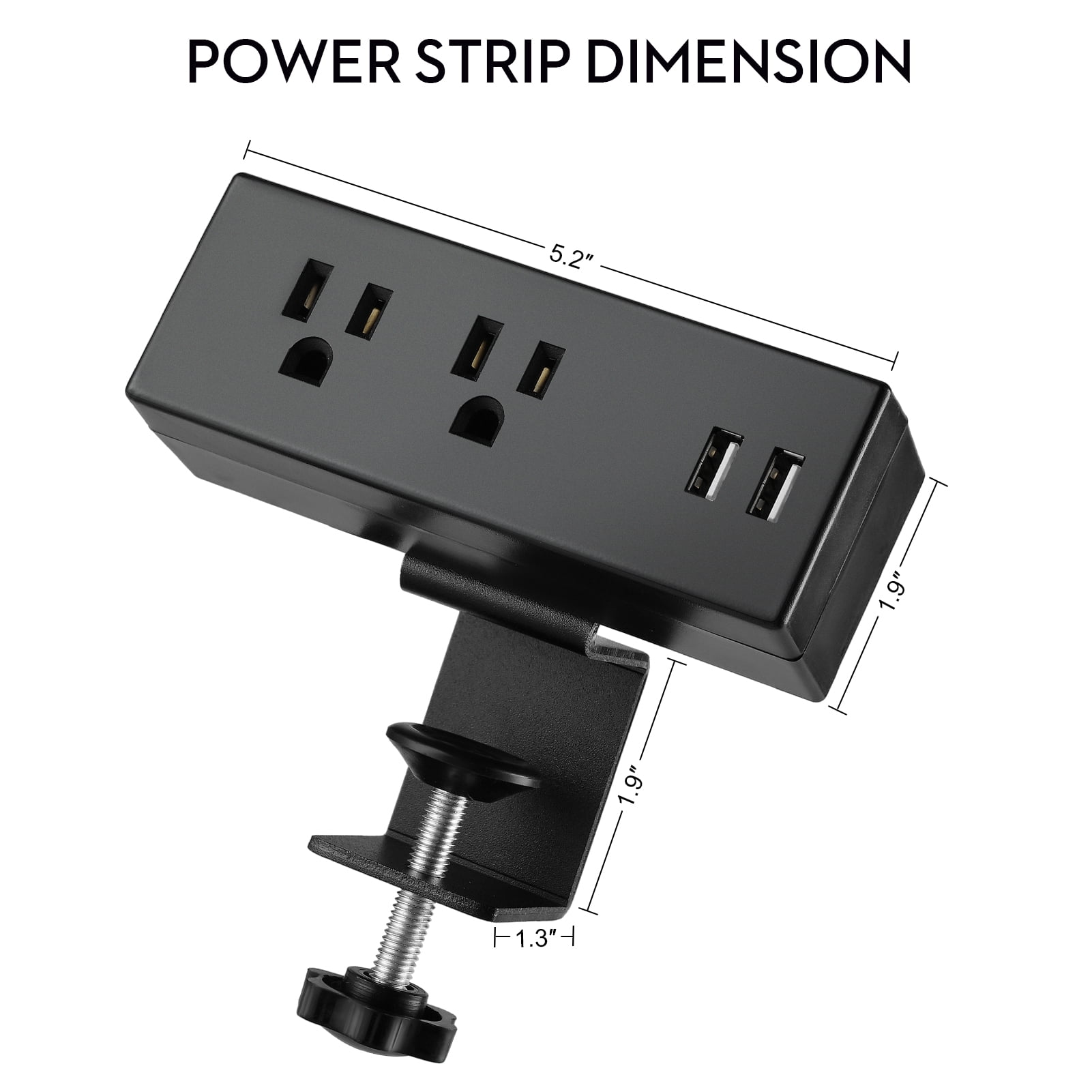 Desk Clamp Power Strip with USB Ports Desktop Mountable Outlets Table Edge Power Plug