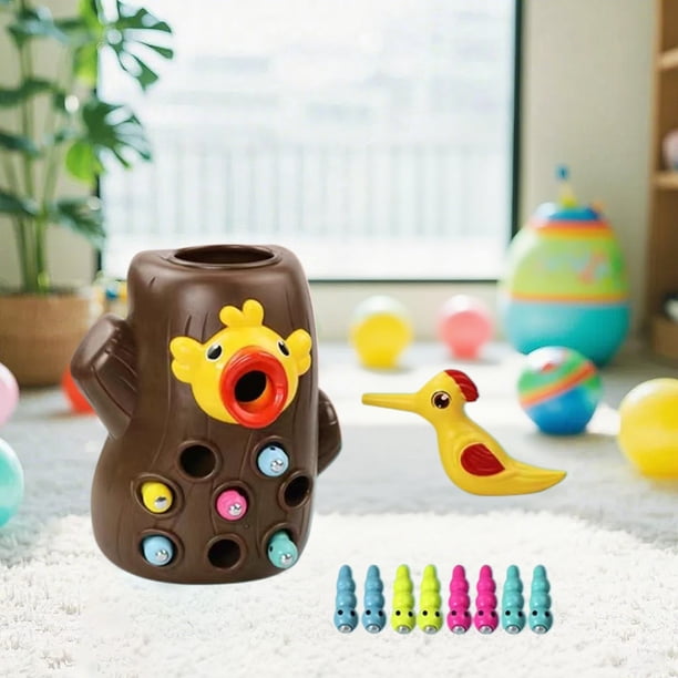 Magnetic Woodpecker Feeding Toy For Toddlers Early Learning Fine Motor Skills Game Strong Magnet Birds And Worm Catching