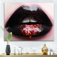 thumbnail image 2 of Designart ' Plump Woman Lips With Pink and Black ' Modern Canvas Wall Art Print, 2 of 4
