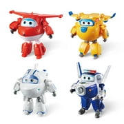 Super Wings Transformable Toys 4-Pack 5" Action Figure Tobot, 2 in 1 Rescue Bots Transforming Airplane Robot, Educational Toys for Boys and Girls Age 3+, Gifts for Preschool Kids C80