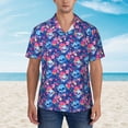 thumbnail image 2 of Susaid Blue Skull Flower Print Short Sleeve Shirts Button Down Casual Shirts Summer Beach Aloha Button Down Short Sleeve for Men ,Large, 2 of 7