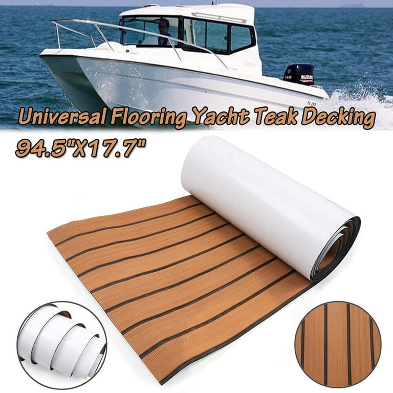 Eva Foam Faux Teak Boat Decking Sheet Sea Deck Marine Yacht Boat Flooring Mat, Size: 45cm×240cm/17.7''×94.5, Black
