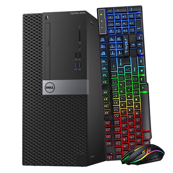Restored Dell OptiPlex 5050 Gaming Tower Intel Core i5-7th Gen 16GB RAM 512GB SSD NVIDIA GeForce GT 1030 Wi-Fi Windows 10 Home PC (Refurbished)