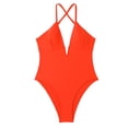 thumbnail image 4 of Yuncity Women's One-Piece Swimsuits Deep V Neck Shapewear Backless Thong Bodysuit Tank Top Bathing Suits Swimwear For Beach Pool Orange S-Xl, 4 of 6