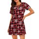 thumbnail image 1 of Fotbe Buffalo Plaid Snowflakes Bata de Dormir para Mujer con Estampado, Camisón de Algodón de Manga Corta, Ropa de Dormir Casual, 1 of 6