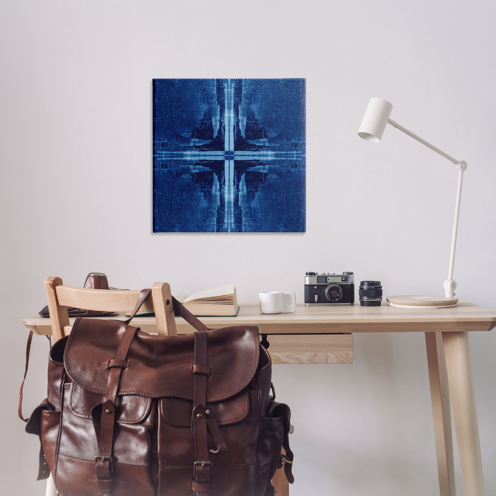 Stupell Industries Dark Geometric Quadrants Abstract Painting Wrapped Canvas Art Print Wall Art, 30 x 30