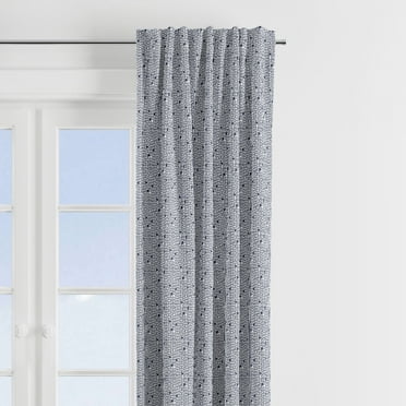 Bacati - Noah Tribal Curtain Panel 42 x 84 inches 100% Cotton Percale Fabrics, Navy Grid