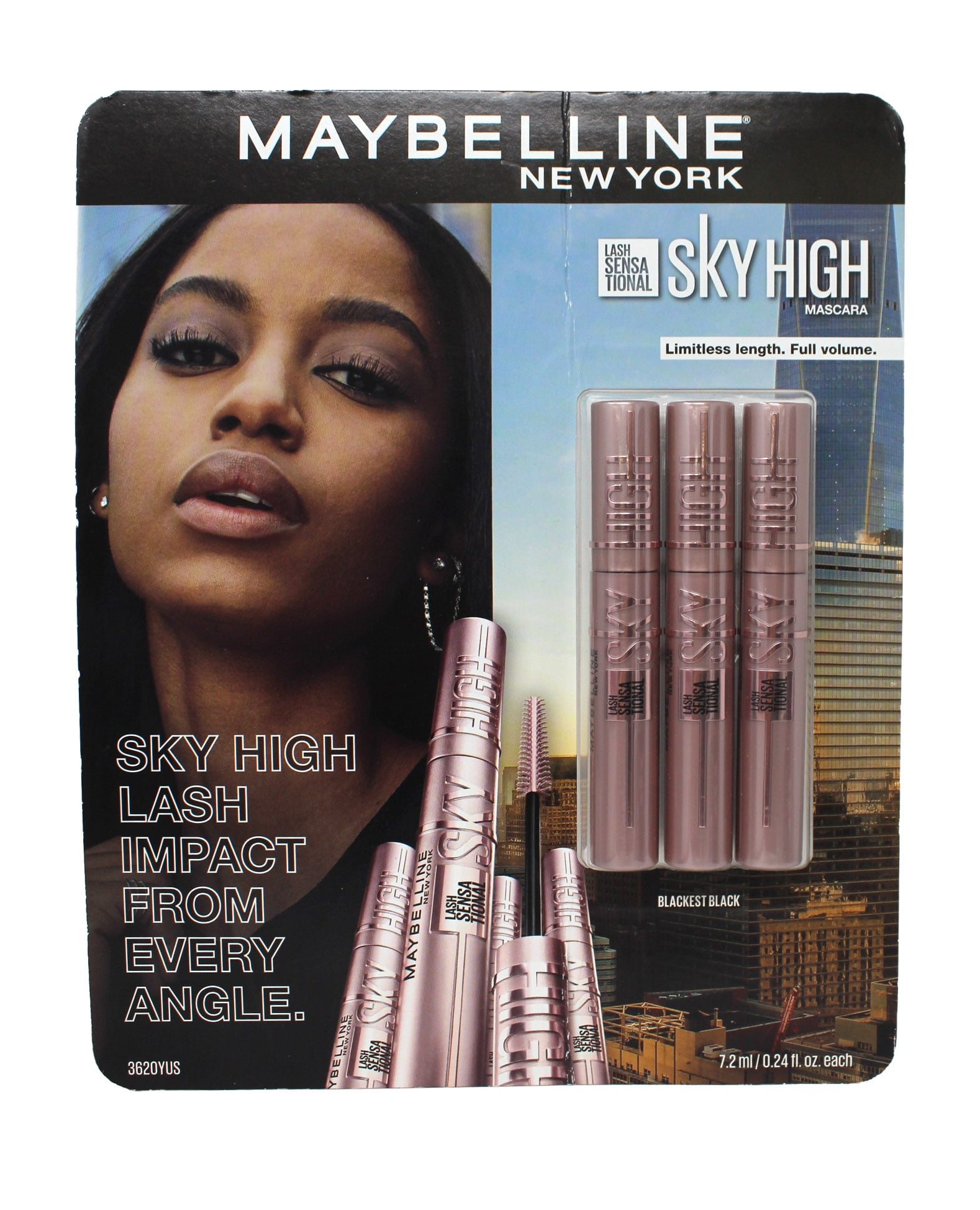 Maybelline Lash Sensational Sky High Mascara 800 Blackest Black 3 Pack Walmart Com