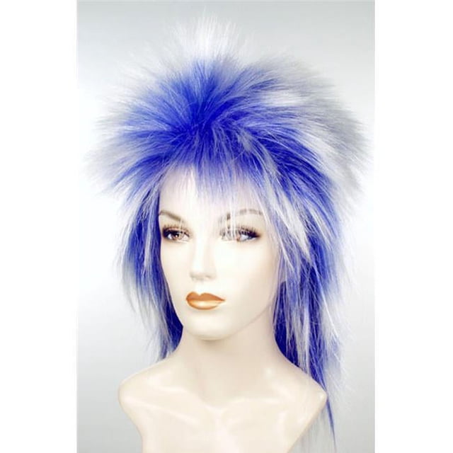 Lacey Wigs LW306BW Punk Fright Perruque - Bleu & Blanc