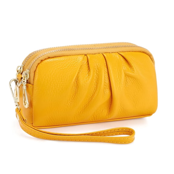 GASTROPOD Wristlet Wallets for Women Large Capacity Leather Wristlet Wallet Double Zipper Purse Credit Card Holder Phone Holder Ladies Travel Tote Bag