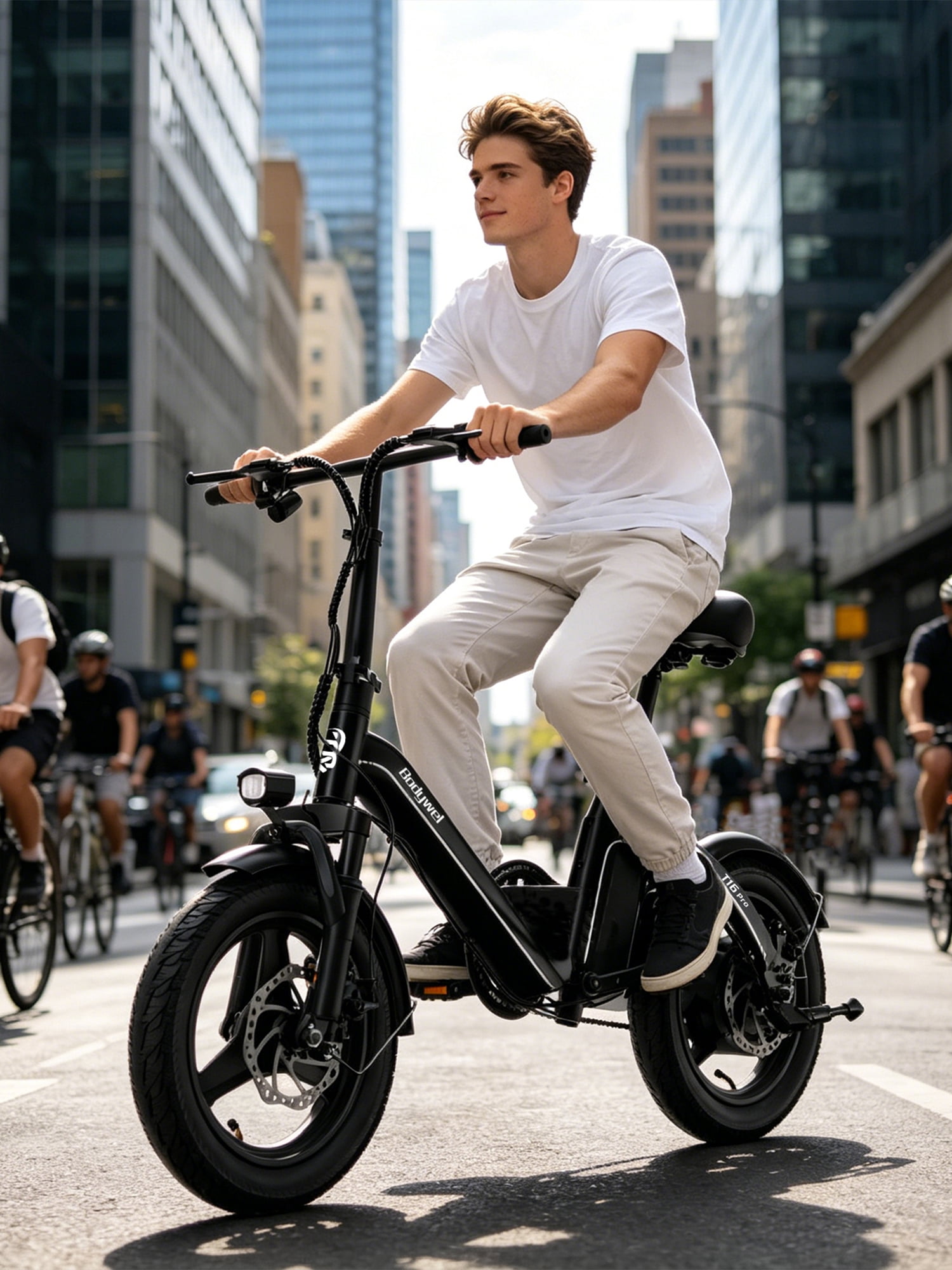 Bodywel 500W Foldable Electric Bike for Adults, 36V 13Ah Battery, 14" Ebike 25Miles, 20MPH Electric Bicycle, Mini E Bike for City Commuter, UL2849