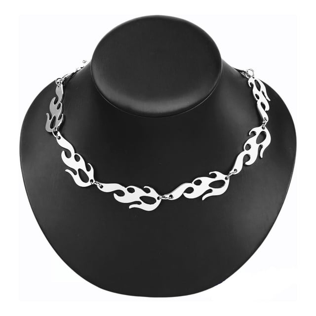 Collar Con Forma De Llamas Hombre Y Mujer Acero Inoxidable IRONICO N/A
