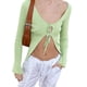 thumbnail image 3 of Sunloudy, blusas de manga larga para mujer, color sólido/bordado de flores/estampado de patrón, blusa estilo cárdigan con lazo frontal, blusas informales Sunloudy moda, 3 of 8