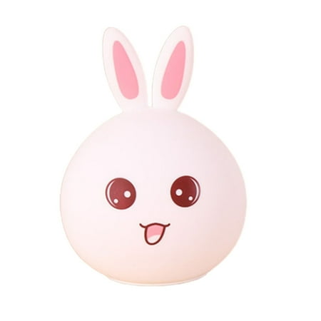 

Cartoon Night Light for Kids Colorful Silicone Rabbit Lamp Tap Control USB Gift for Girls Colorful Cartoon Rechargeable Cartoon Colorful Silicone Silicone Lamp Tap Control USB Happy Rabbit