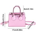 thumbnail image 4 of Bolso de mano para mujer, Bolso cuadrado pequeño de moda, Bolso de mano sólidos de cuero PU (rosa), 4 of 9