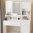 thumbnail image 5 of Vanity Desk with Mirror & LED Light Strip, Dressing Table with 3-Level Storage, 3 Lighting Modes Adjustable Brightness, White Makeup Desk for Bedroom, 5 of 6