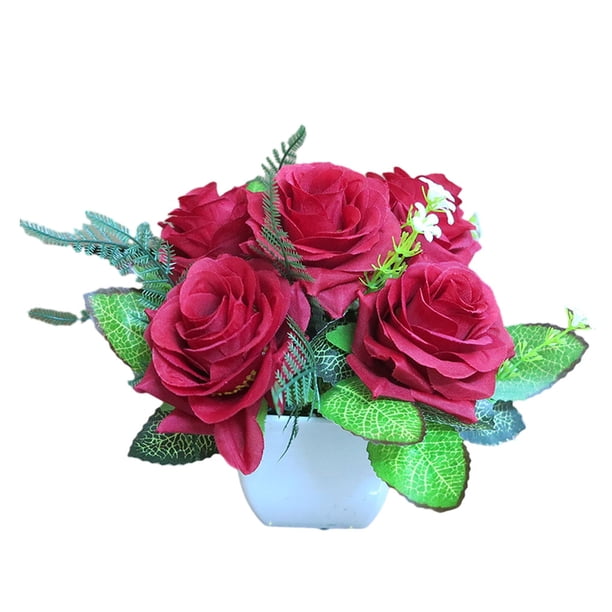 Arreglo de flores artificiales Injueey para bonsái decoración hogar o jardín color Rojo