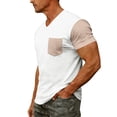 thumbnail image 6 of Afdoent T Shirts For Men Short Sleeve Pocket T-Shirt Comfortable Crew Neck Casual Color Block Top Soft Breathable Daily Wear Tee Summer Loose Fit, 6 of 7