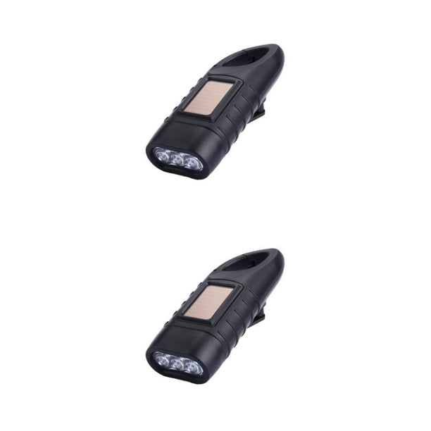 Toystoory Linterna de carga con mosquetón y dinamo con energía solar en cualquier momento y en cualquier lugar al mismo tiempo ABS negro 2Conjunto