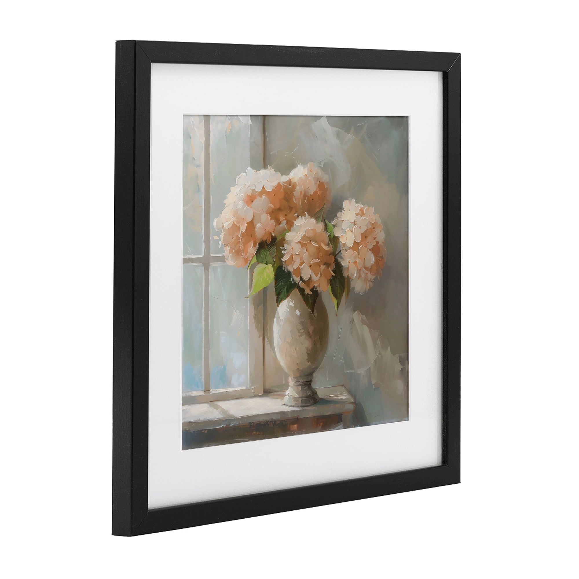 Stupell Industries Pink Hydrangea in Sunlit Vase Black Framed Print Under Glass, design by Creative Studio