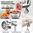 thumbnail image 3 of Manual Meat Grinder #10 - 3-in-1 Sausage Stuffer & Mincer for Home Use, Effortless Hand Crank for All Meats, Silver, 3 of 7