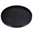 thumbnail image 1 of Unique Bargains 12' Round Wood Serving Tray Decorative Platter Home Kitchen Candle, Black, 1 of 6