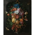 thumbnail image 2 of Jan Davidsz de Heem 20x24 Gold Ornate Framed and Double Matted Museum Art Print Titled - Festoon of Fruit and Flowers (1660 - 1670), 2 of 4