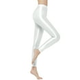 thumbnail image 2 of CHICTRY Womens Shiny Leggings Yoga Pants Glossy High Waist Tights Trousers for Workout Fitness Club Dance White L, 2 of 6