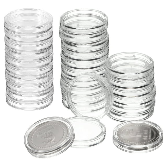 Uxcell 30pcs Acrílico Claro Redondo Soportes para Monedas de Dólar Cubiertas de Cápsula de Plástico Contenedor de Colección de Monedas 22.5mm