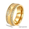 thumbnail image 3 of GYVAIN Jewelry X pattern Yellow Gold Plated AAA CZ Titanium Steel Mens Ring Men Wedding Band Man Ring, 3 of 5