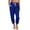 Blue, variant on Jacenvly Pants for Women Harem Pants Long Mid Waisted Drawstring Pocket Plain Trouser Pants for Women Fashion Casual Elastic Waist Loose Full Length Pants
