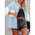 thumbnail image 2 of HOTAPEI Contrast Denim Jackets for Women Casual Boyfriend Jean Shacket Jacket Button Down Jean Jacket, 2 of 6