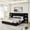 Black, variant on New King Size Modern Storage Platform Bed Frame, Glossy Velvet Headboard with Side Bookcases & Drawer, Mattress Excluded-Beige