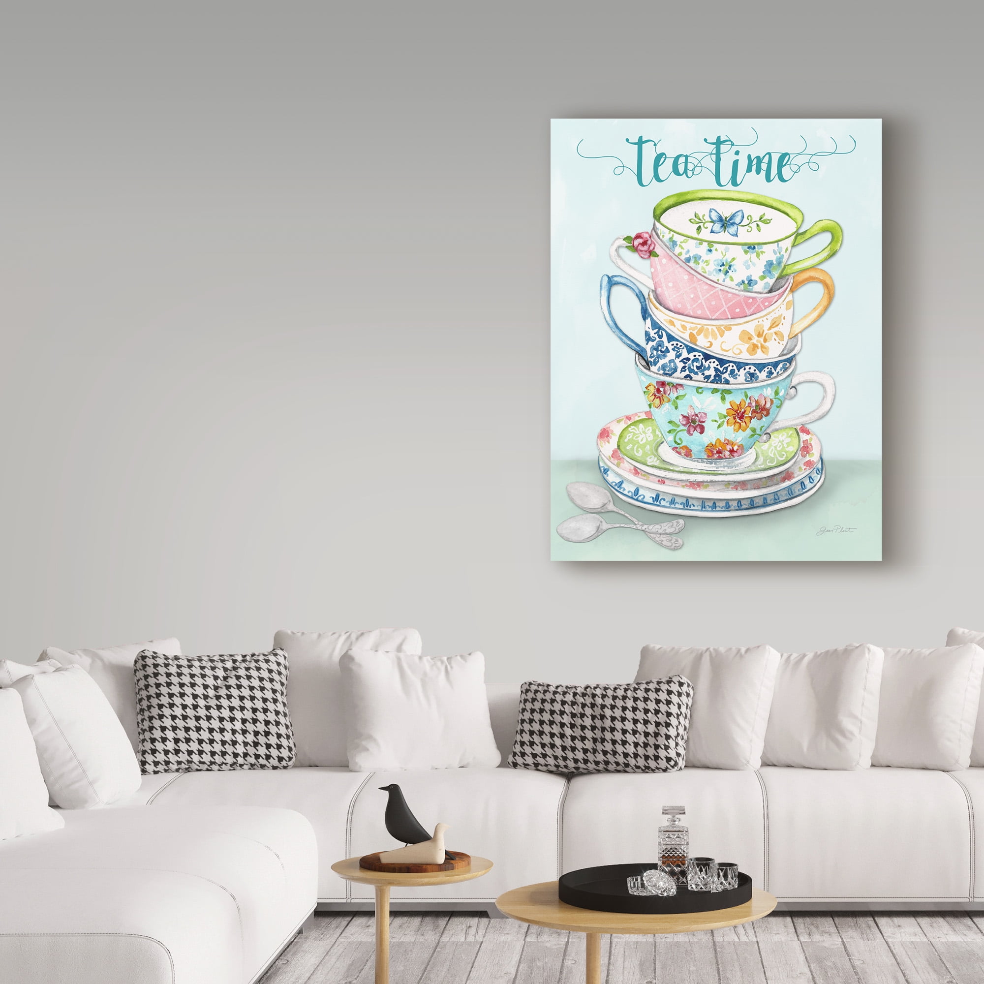 Trademark Fine Art 'Watercolor Teacups 1' Canvas Art by Jean Plout