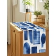 Burlap Table Runner 36 Inches Long, Blue Color Block on White Non-Slip ...
