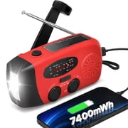 Hand Crank Emergency Weather Radio, AM/FM/Noaa Solar Powered Portable Radio with LED Flashlight Built-in 2000mAh Battery for Indoor Outdoor Survival Camping